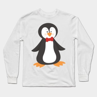 Cute Penguin, Little Penguin, Penguin With Bow Tie Long Sleeve T-Shirt